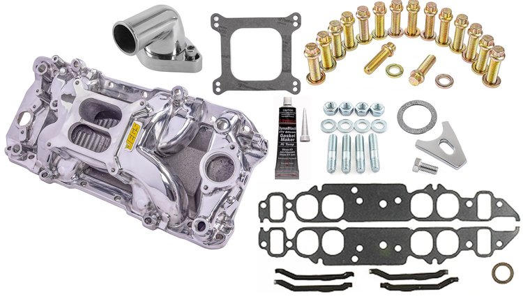 Cool Gap Intake Manifold Kit for 396-502 Big Block Chevy, Dual Plane [Polished]