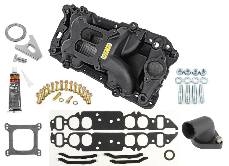 Cool Gap Intake Manifold Kit for 396-502 ci Big Block Chevy, Dual Plane [Black]