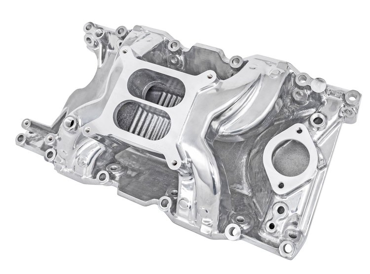 Cool Gap Intake Manifold for 1957-2003 Small Block Chrysler/Mopar 318, 340 & 360, Dual Plane [Polished]