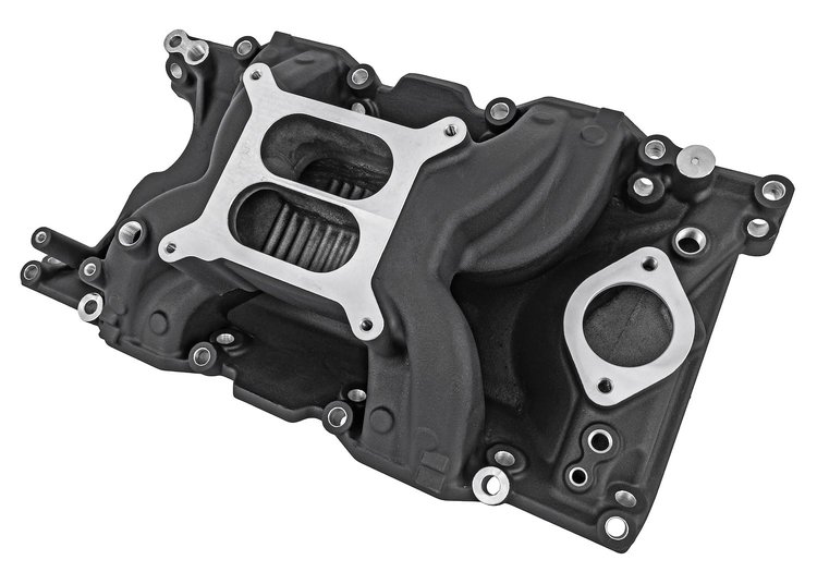 Cool Gap Intake Manifold for 1957-2003 Small Block Chrysler/Mopar 318, 340 & 360, Dual Plane [Black]