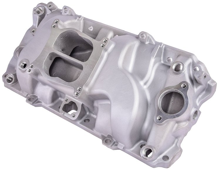 Intake Manifold for 396-502 Big Block Chevy, Dual Plane [Oval Port, Satin]