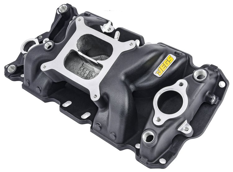 Cool Gap Intake Manifold for 1955-1996 Small Block Chevy, Dual Plane [Black]