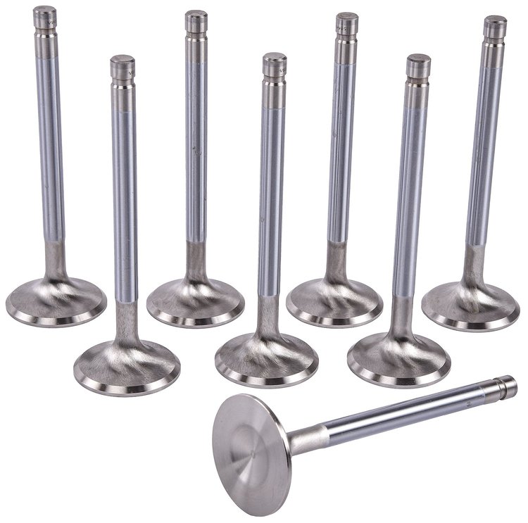 Performance Stainless Steel Exhaust Valves for Small Block Chevy, Set of 8 [1.600 in. Dia.]