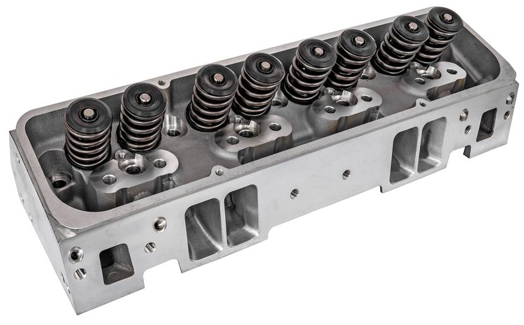 Small Block Chevy CNC-Ported Aluminum Cylinder Head for use w/Hydraulic Roller Cam [220 cc Intake Ports, Angled Spark Plug]