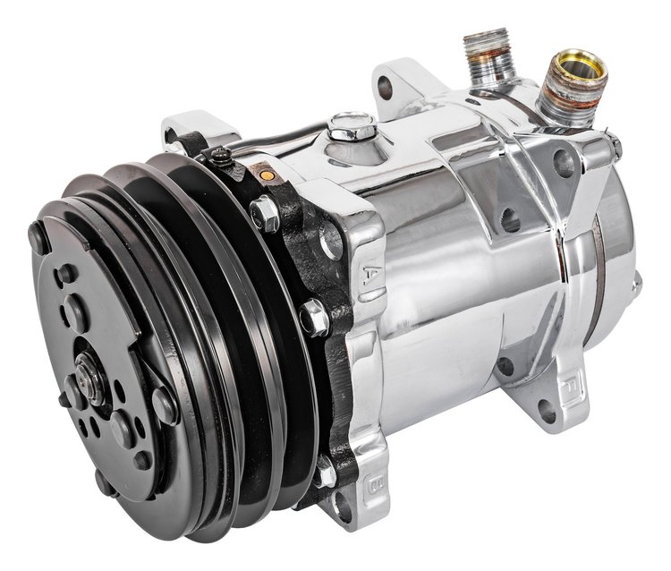 SD508 Air Conditioner Compressor w/Double V-Groove Pulley [Chrome Finish]