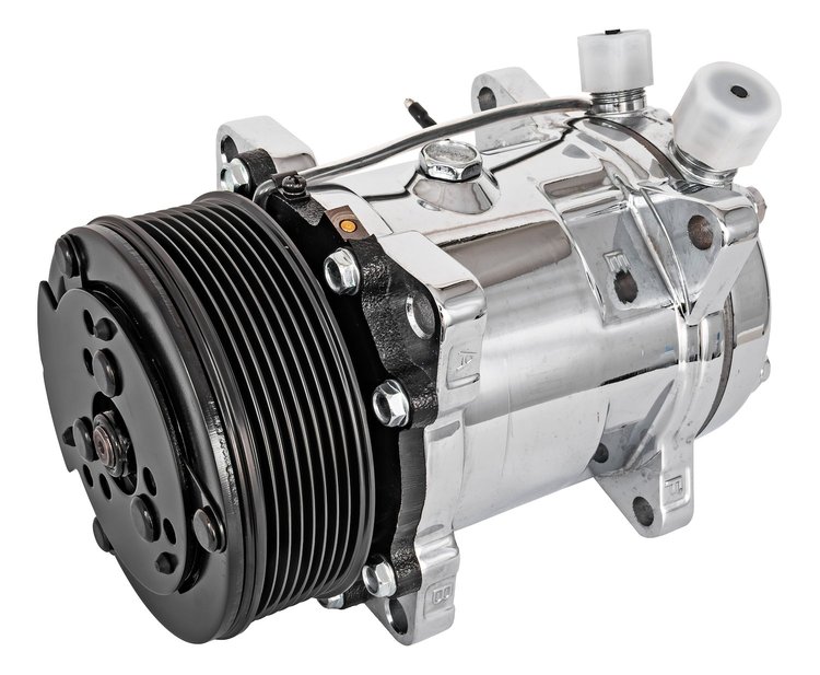 SD508 Air Conditioner Compressor w/7-Groove Serpentine Pulley [Chrome Finish]