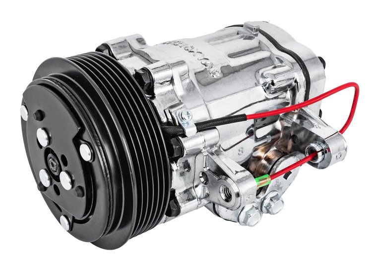 SD7 Air Conditioner Compressor, Peanut-Style w/6-Groove Serpentine Pulley [Chrome Finish]