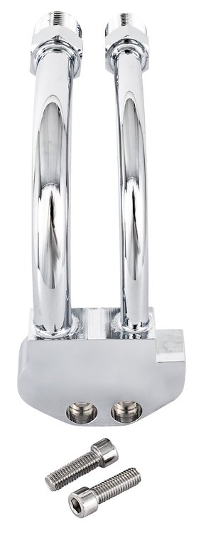 Curved A/C Compressor Manifold for Sanden SD-7 Style A/C Compressor [Chrome]