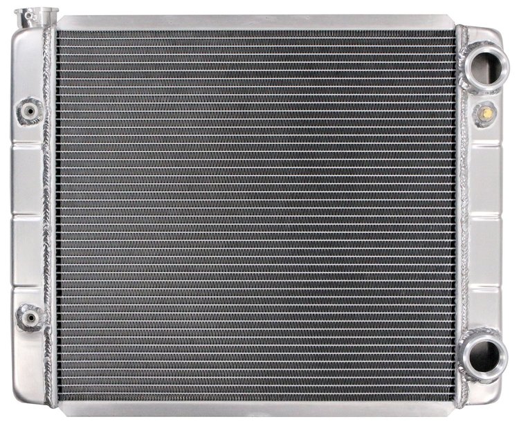 Chevy LS Configuration Double Pass Aluminum Radiator, 2 Row, 1 in. Core w/ ORB Ports & Transmission Cooler [Crossflow]