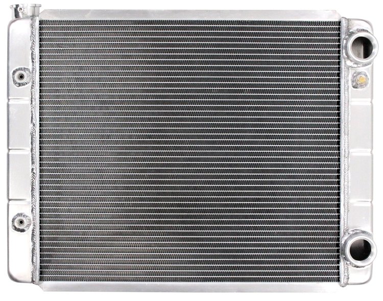 Chevy LS Configuration Double Pass Aluminum Radiator, 2 Row, 1 in. Core w/ ORB Ports & Transmission Cooler [Crossflow]