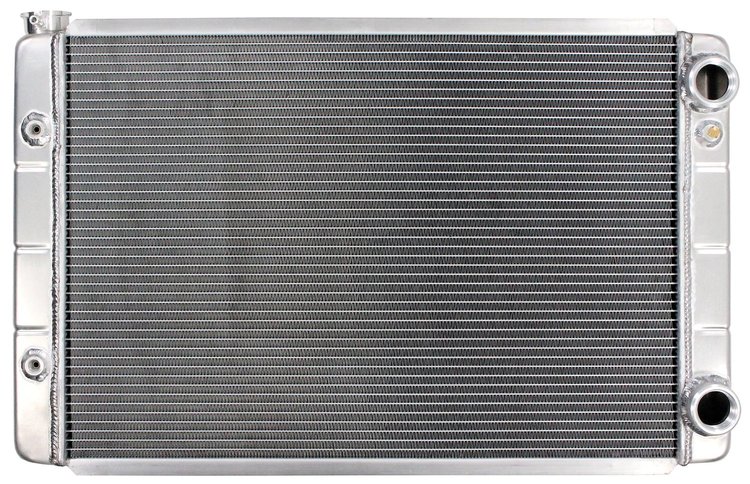 Chevy LS Configuration Double Pass Aluminum Radiator, 2 Row, 1 in. Core w/ ORB Ports & Transmission Cooler [Crossflow]