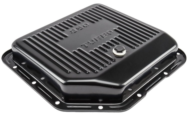 Automatic Transmission Pan for GM TH350, Stock Capacity [Black Powder Coated Steel]