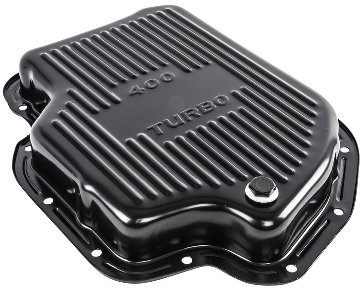 Automatic Transmission Pan for GM TH400, Stock Capacity [Black Powder Coated Steel]