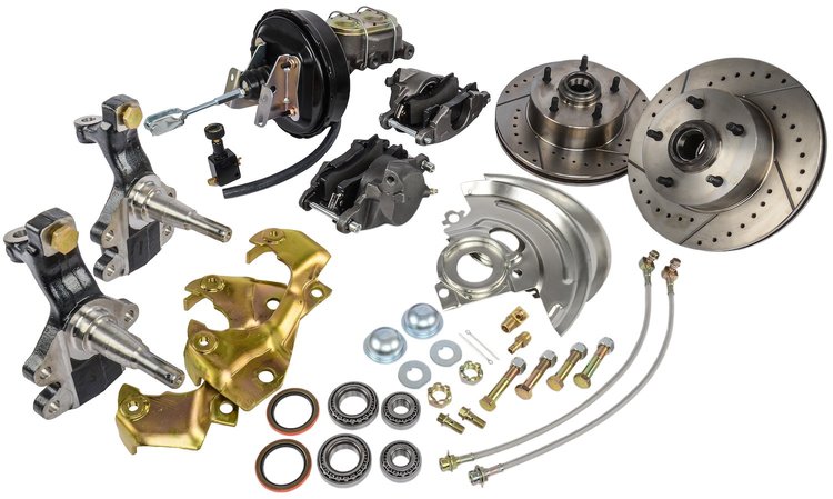 Front Premium Power Disc Brake Conversion Kit for Select 1967-1974 Chevrolet & Pontiac Models [2 in. Drop]