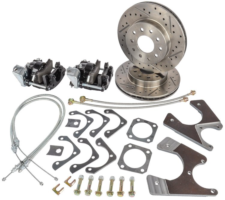 GM Rear Disc Brake Conversion Kit [Staggered Shock Configuration] Black Calipers