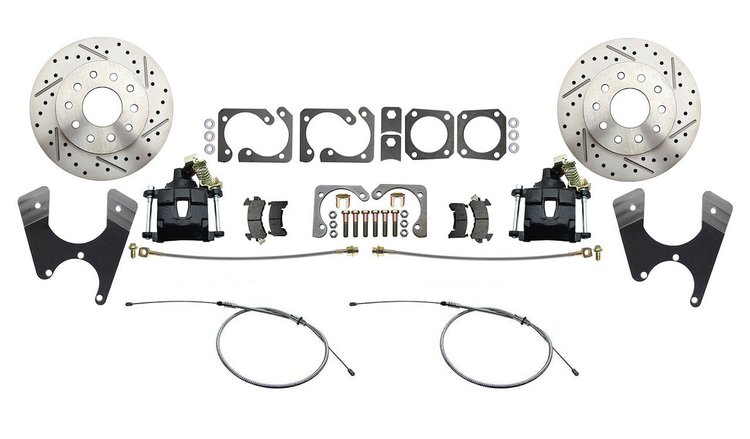 GM 10/12 Bolt Rear Disc Brake Conversion Kit for 1970-1974 Chevy Camaro, Pontiac Firebird [Premium Kit w/E-Brake, Blk Calipers]