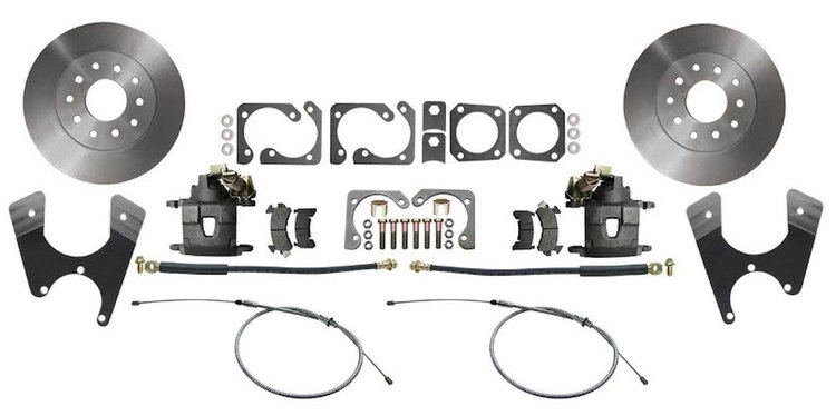 GM 10/12 Bolt Rear Disc Brake Conversion Kit for 1975-1981 Chevy Camaro, Pontiac Firebird [Premium Kit w/E-Brake, Red Calipers]