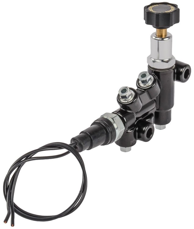 Adjustable Brake Proportioning Valve and Distribution Block w/Rotary Adjustment Valve [Black]