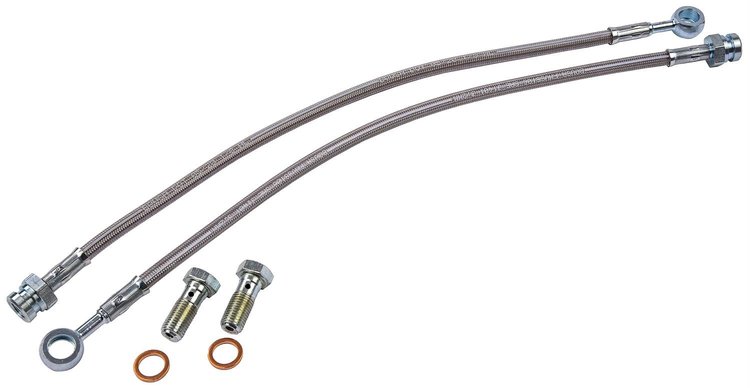 Front Disc Brake Caliper Hose Kit, 15 in. Braided Stainless Steel [Set of 2]