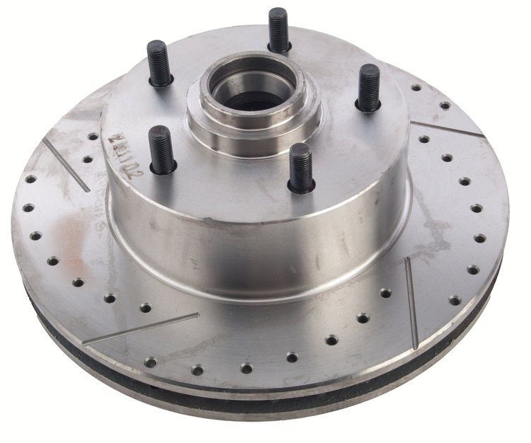 High-Performance Front Cross-Drilled and Slotted Brake Rotor Fits Select 1967-1974 GM Car Models [Left/Driver Side]