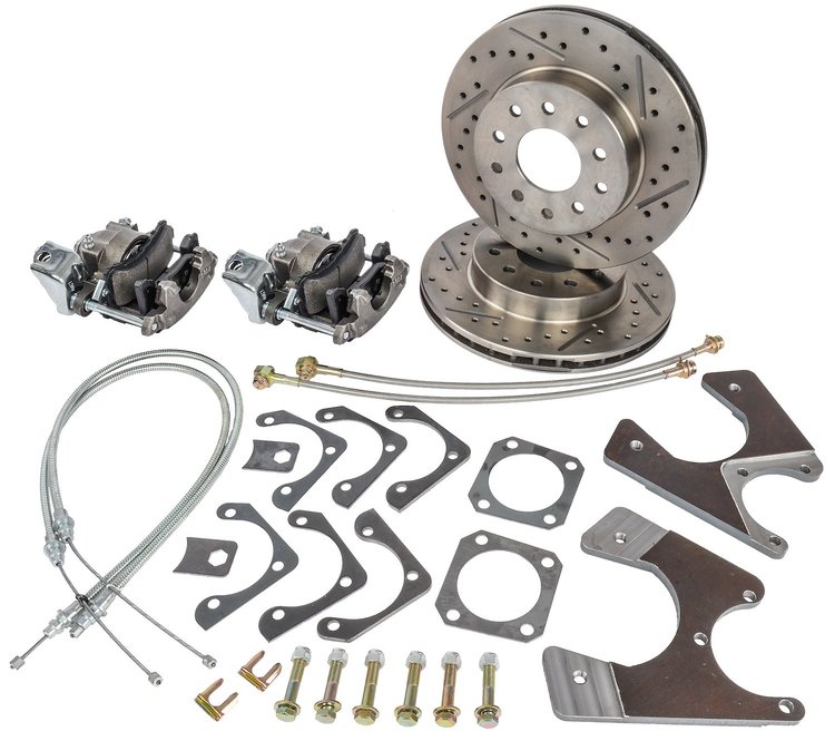GM 10/12 Bolt Rear Disc Brake Conversion Kit for Select 1968-1974 GM Models [Premium Kit with E-Brake & Raw Calipers]