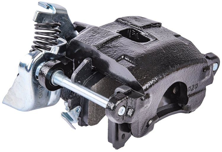 GM Rear Disc Brake Caliper with D154 Pads & E-Brake Mechanism, Left/Driver Side, Black Powder Coated [NEW]
