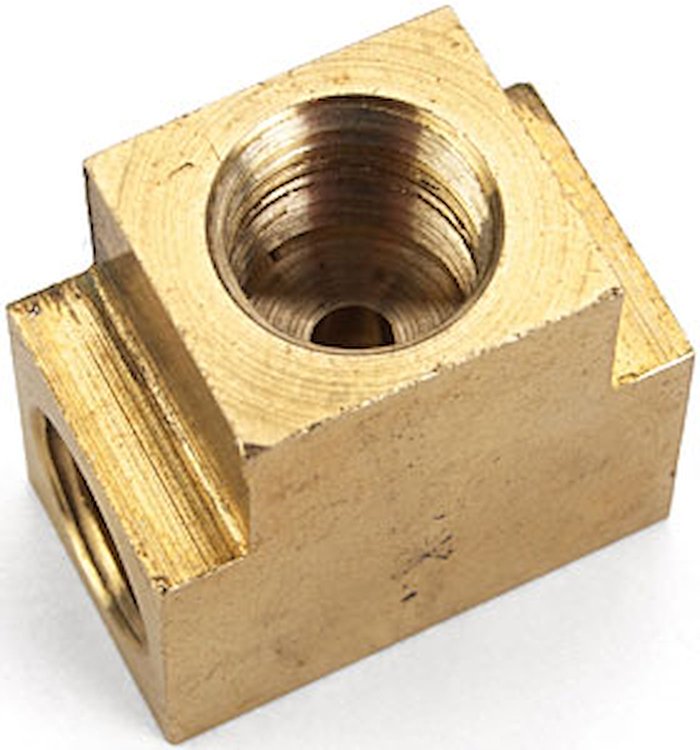 Brass Tee Fitting 3/8 in.-24 Inverted Flare Female Ends x 1/8 in. NPT Female