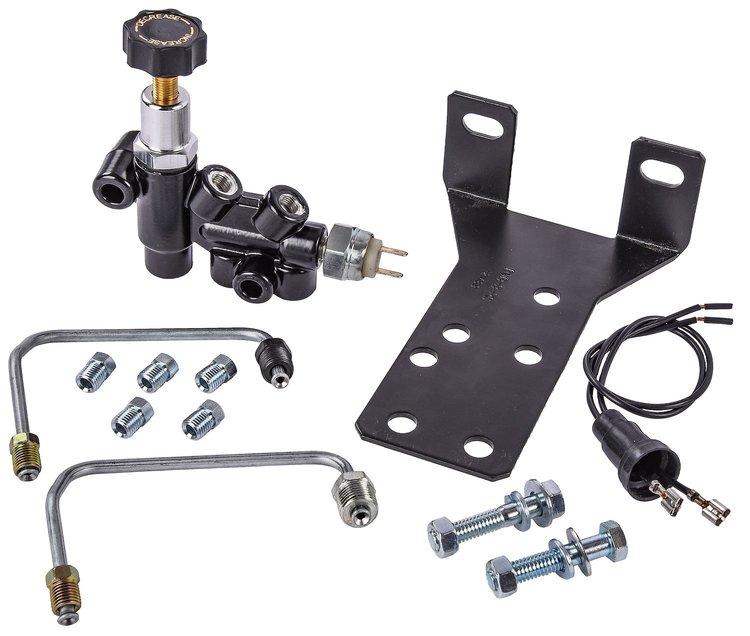 Adjustable Brake Proportioning Valve Kit with Mounting Bracket and Brake Lines [w/Black Proportioning Valve]