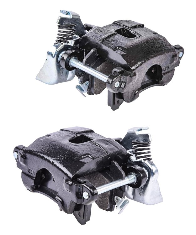 GM Rear Disc Brake Caliper Set with D154 Pads & E-Brake Mechanism, Left/Driver & Right/Driver Side, Black Powder Coated [NEW]