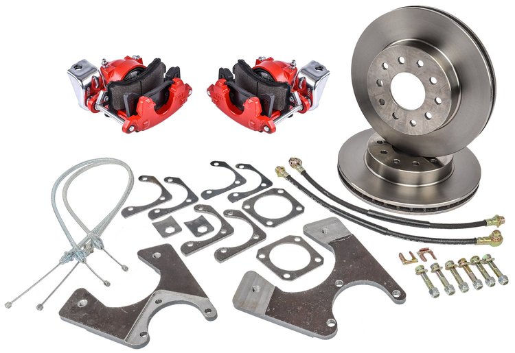 GM 10/12 Bolt Rear Disc Brake Conversion Kit for Select 1968-1974 GM F/X-Body [Standard Kit w/E-Brake & Red Calipers]