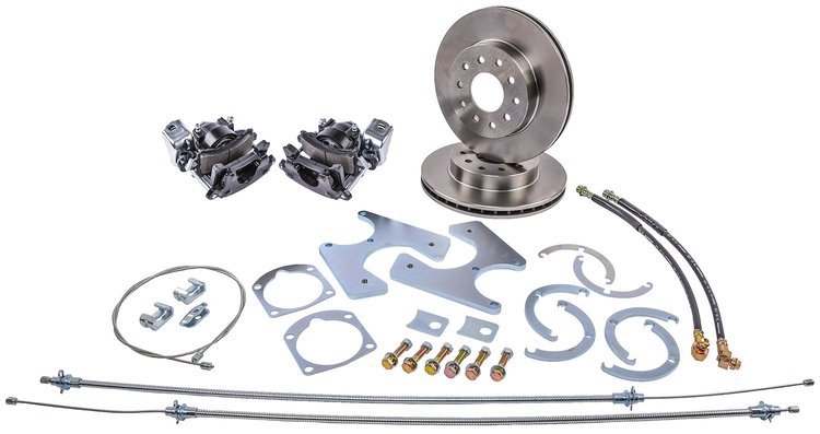 GM 10/12 Bolt Rear Disc Brake Conversion Kit for Select 1955-1968 GM Full Size Cars [Standard Kit w/E-brake & Black Calipers]
