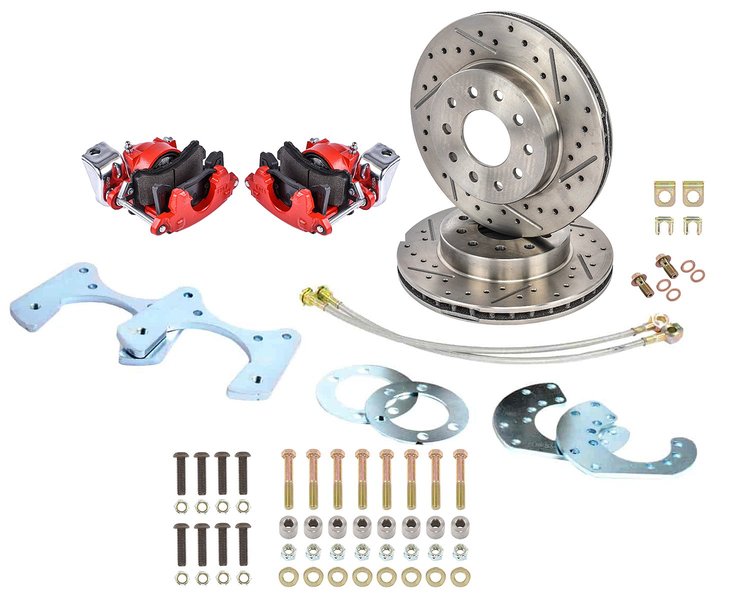 Mopar 8.75 & Dana 60 Rear Premium Disc Brake Conversion Kit for Select 1962-1976 Mopar Models [Red Calipers w/E-Brake]