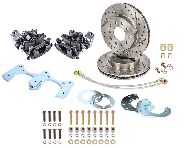 Mopar 8.75 & Dana 60 Rear Premium Disc Brake Conversion Kit for Select 1962-1976 Mopar Models [Black Calipers w/E-Brake]