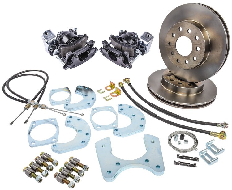 Ford 9 in. Rear Disc Brake Conversion Kit for Select 1968-1977 Ford, Lincoln, Mercury [Standard Kit w/E-Brake & Black Calipers]