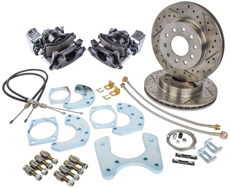 Ford 9 in. Rear Disc Brake Conversion Kit for Select 1968-1977 Ford Cars [Premium Kit w/E-Brake & Black Calipers]