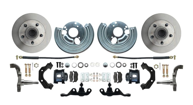 Front Standard Disc Brake Conversion Kit for Select 1960-1972 Mopar Models, 5 x 4 in. Bolt Pattern [Black Calipers]
