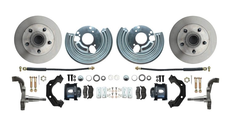 Front Standard Disc Brake Conversion Kit for Select 1962-1972 Mopar Models, 5 x 4.50 in. Bolt Pattern [Black Calipers]