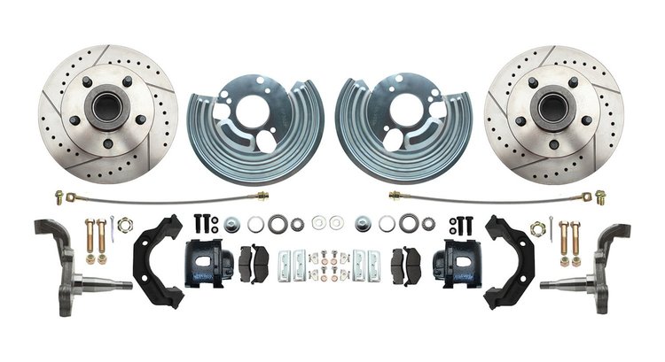 Front Premium Disc Brake Conversion Kit for Select 1962-1972 Mopar Models, 5 x 4.50 in. Bolt Pattern [Black Calipers]