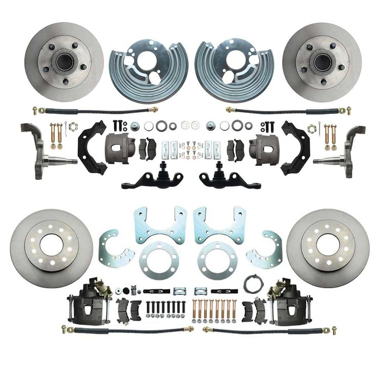 Front & Rear Standard Disc Brake Conversion Kit for Select 1962-1972 Mopar Models, 5 x 4 in. Bolt Pattern [Raw Calipers]