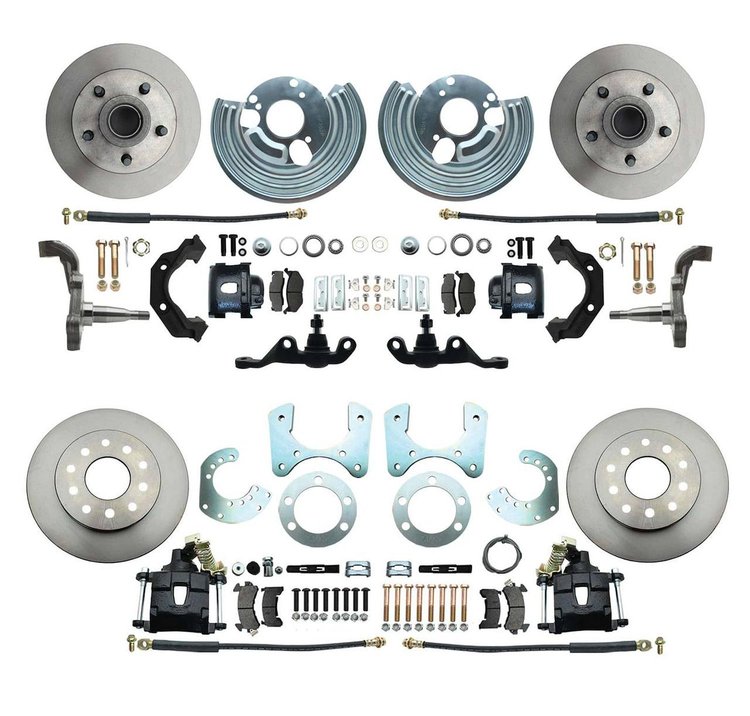 Front & Rear Standard Disc Brake Conversion Kit for Select 1962-1972 Mopar Models, 5 x 4 in. Bolt Pattern [Black Calipers]