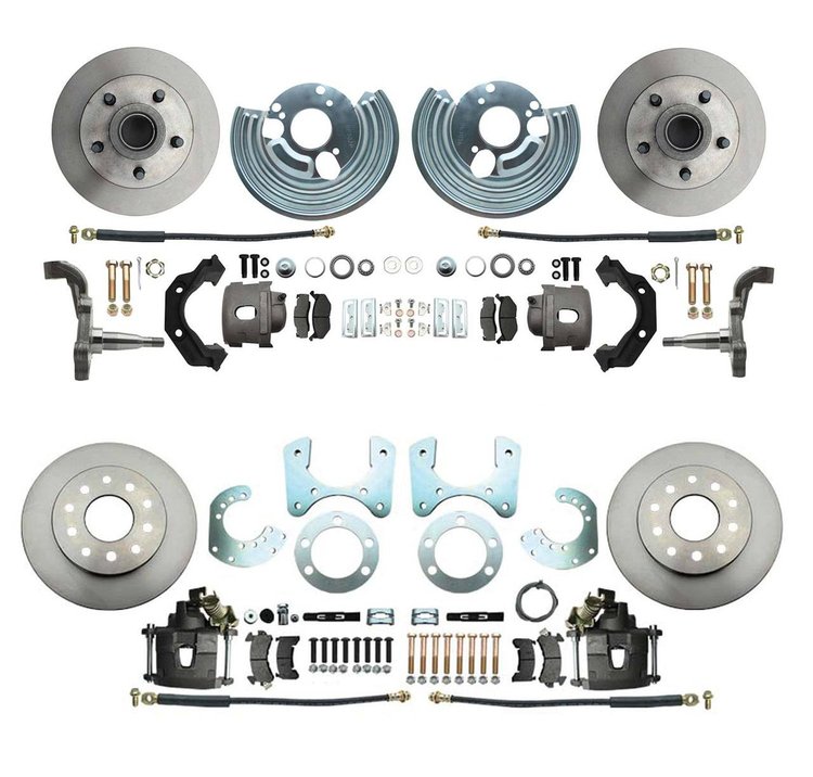 Front & Rear Standard Disc Brake Conversion Kit for Select 1962-1972 Mopar Models, 5 x 4.50 in. Bolt Pattern [Raw Calipers]