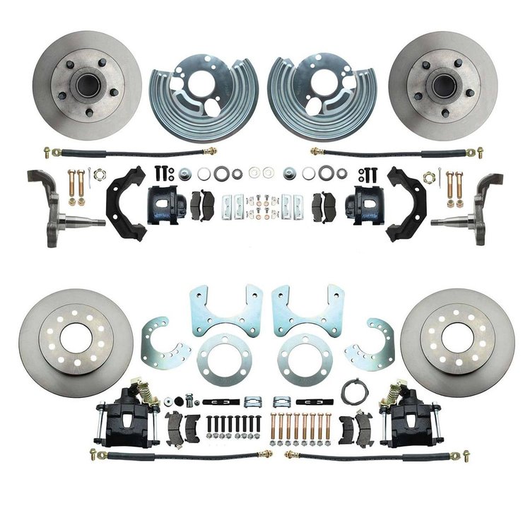 Front & Rear Standard Disc Brake Conversion Kit for Select 1962-1972 Mopar Models, 5 x 4.50 in. Bolt Pattern [Black Calipers]