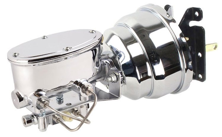 Power Brake Unit Fits Select 1973-1987 Chevy/GMC Trucks, w/Aluminum Master Cylinder & Proportioning Valve, Chrome [Disc/Drum]