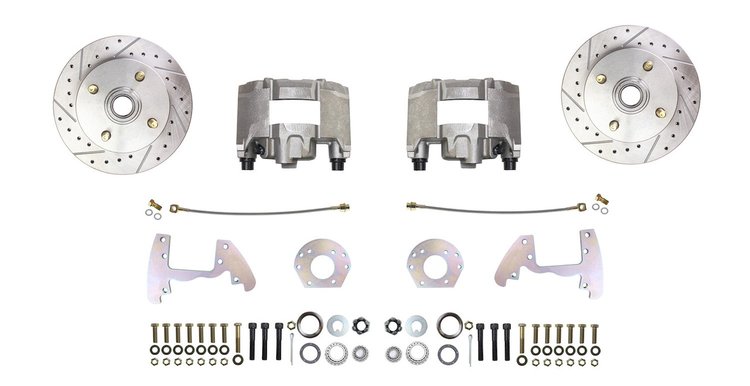 Front Premium Disc Brake Conversion Kit Fits Select 1964-1966 Ford & Mercury Models w/6-cyl. [Natural Calipers]