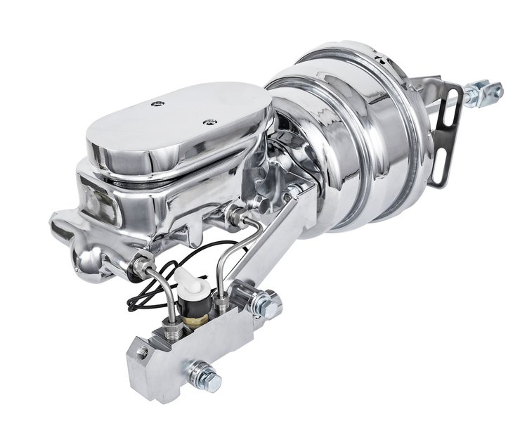 Power Brake Booster Conversion Kit Fits Select 1955-1968 GM Full Size Passenger Cars, Chrome  [Disc/Drum]