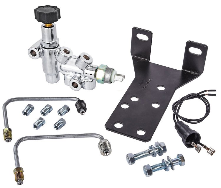 Adjustable Brake Proportioning Valve Kit with Mounting Bracket and Brake Lines [w/Chrome Proportioning Valve]