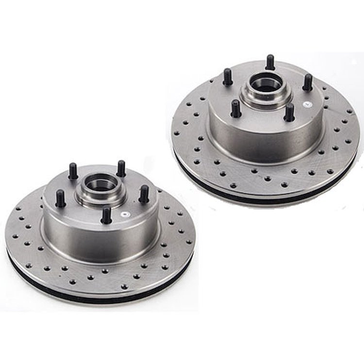 High Performance Cross-Drilled & Vented Front Brake Rotors for 1967-1974 GM A, F, X Body