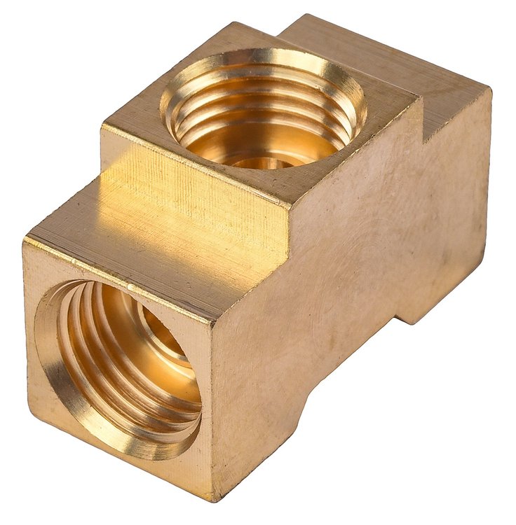 Brass Tee Fitting 7/16 in -24 Inverted Flare Ends