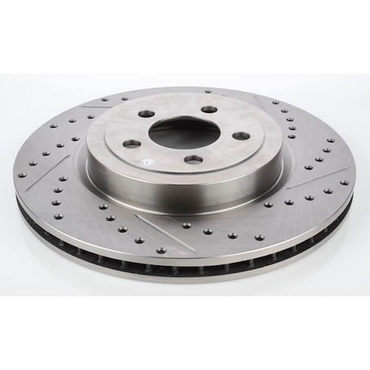 High Performance Cross-Drilled & Slotted Left Front Brake Rotor for 2005-2016 Challenger, Charger, Magnum