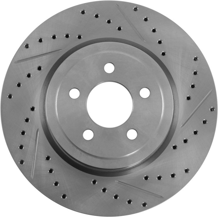High Performance Cross-Drilled & Slotted Left Front Brake Rotor for 2005-2017 Dodge